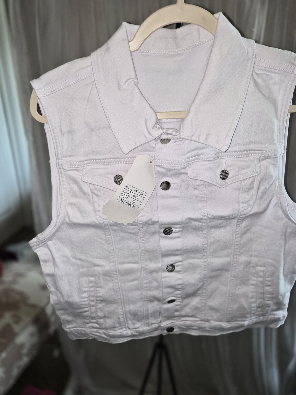 White Sleeveless Denim Vest
